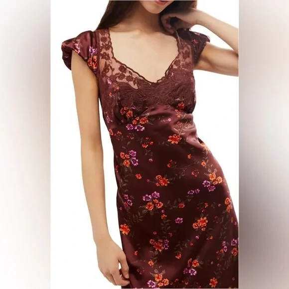 SALE!! $ Drop!! Free People Butterfly Babe Cutout Lace Maxi Dress - Floral Brown - Picture 2 of 16